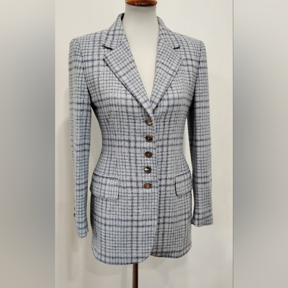Escada Jackets & Blazers - ESCADA PASTEL PLAID CASHMERE JACKET